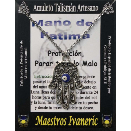 Handgefertigter Talisman Hand der Fatima mit türkischem Auge