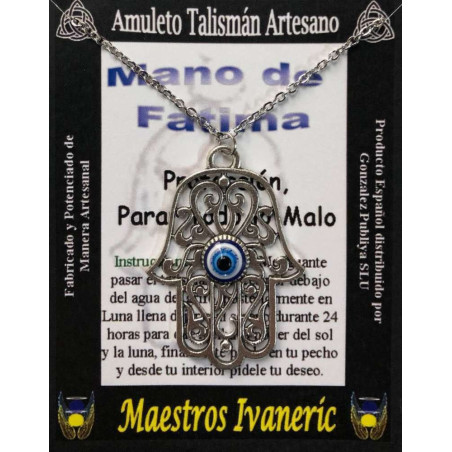 Handgefertigter Talisman Hand der Fatima mit türkischem Auge