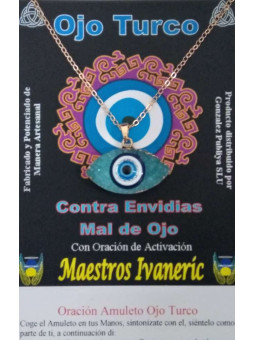 Türkenauge-Amulett aus Harz mit Metall, türkisblau