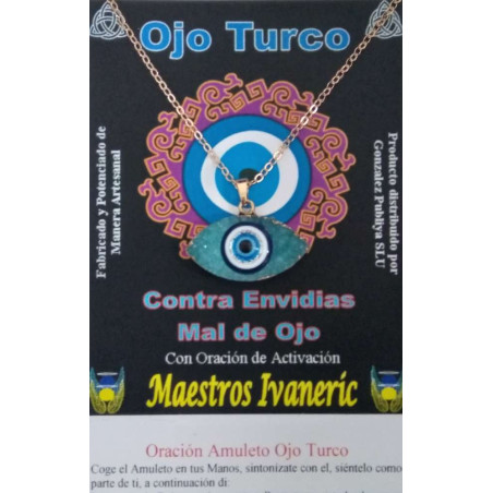Türkenauge-Amulett aus Harz mit Metall, türkisblau