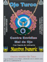 Türkisauge-Amulett aus Harz mit Metall, grün