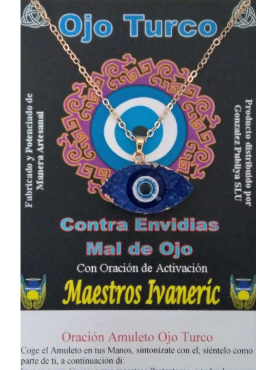 Türkisauge-Amulett aus Harz mit Metall, blau