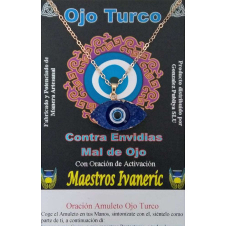 Türkisauge-Amulett aus Harz mit Metall, blau