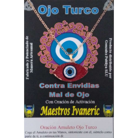 Amulett Türkisches Auge aus Harz mit Metall, rot