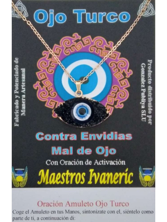 Türkenauge-Amulett aus Harz mit Metall, schwarz