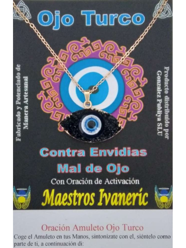 Türkenauge-Amulett aus Harz mit Metall, schwarz