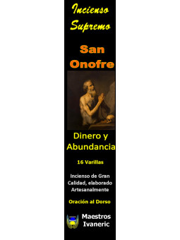 Heilige Onofre Oberster Weihrauch der Bestimmung, mit Gebet