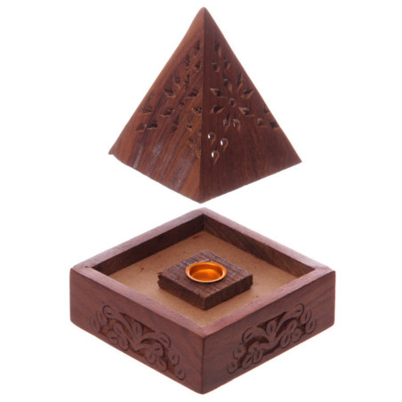 Räucherstäbchen-Box, Pyramide aus Sheeshamholz, (Kaufen Sie 3 für 2,40)