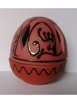 Handgefertigtes Räuchergefäß eiförmig rosa10cm