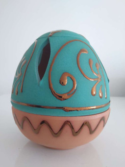 Handgefertigtes Räuchergefäß Ei Form Grün 10cm