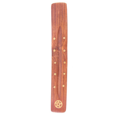 Sterne und Pentagramm Sheesham-Holz-Räucherstäbchenhalter