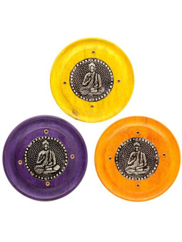 Pack 3 Einheiten Runder Griff hölzerne Weihrauchbrenner, Buddha