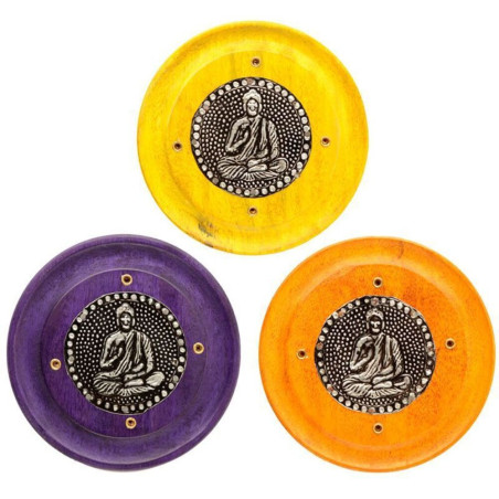 Pack 3 Einheiten Runder Griff hölzerne Weihrauchbrenner, Buddha