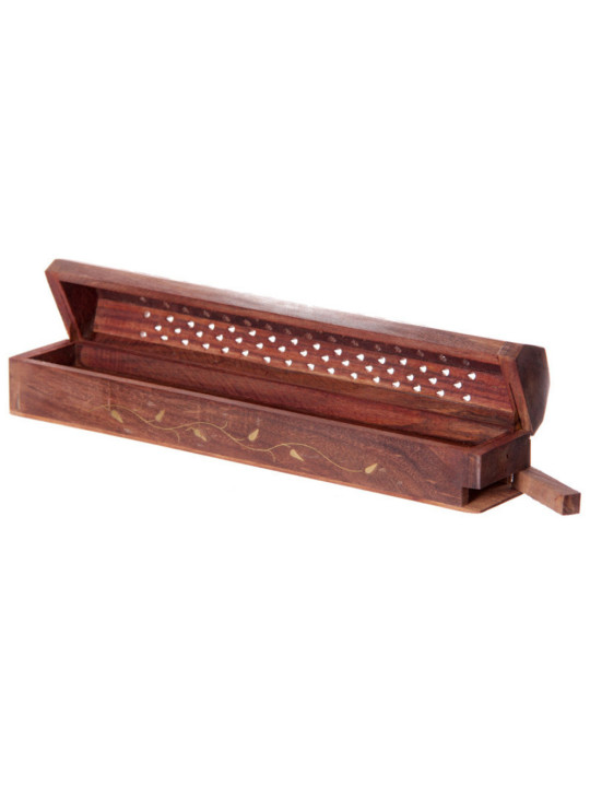 Räucherstäbchen-Box, Ranken-Design, Holz, für Kegel und Stäbchen