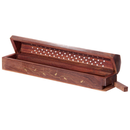 Räucherstäbchen-Box, Ranken-Design, Holz, für Kegel und Stäbchen
