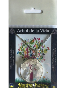 Baum des Lebens Rosenquarz Mineral Kreis Anhänger