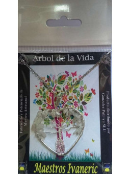 Baum des Lebens Weißem Quarz Mineral Herz Anhänger