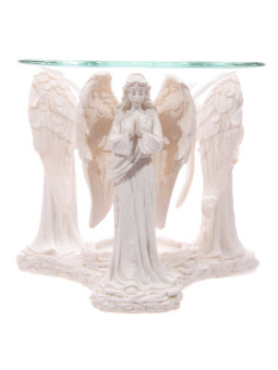 Betender Engel Weißer Ölbrenner. 10 cm hoch x 12 cm breit