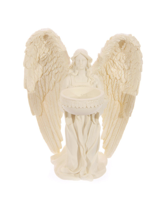 Engel-Kerzenhalter, kniend, cremefarben, 18cm