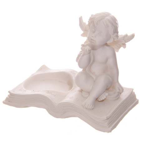 Weißer Cherub in Buch sitzend... 8 cm hoch x 9,5 cm breit