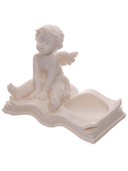 Weißer Cherub in Buch sitzend... 8 cm hoch x 9,5 cm breit