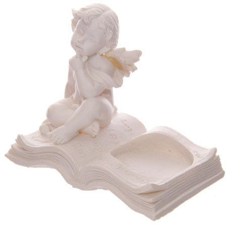 Weißer Cherub in Buch sitzend... 8 cm hoch x 9,5 cm breit