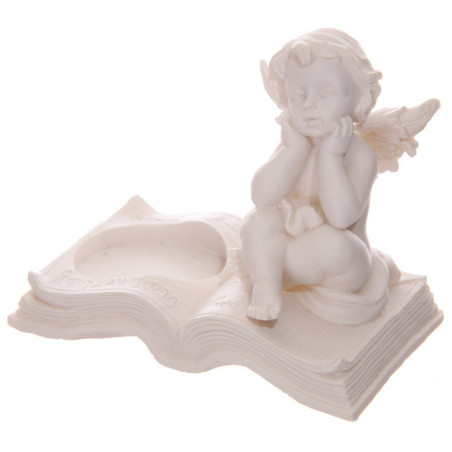 Weißer Cherub in Buch sitzend... 8 cm hoch x 9,5 cm breit