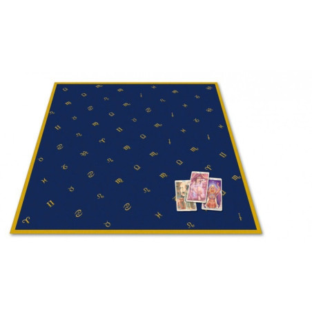 Dunkelblaue Tarot-Matte, Astrologische Zeichen. 80x80cm