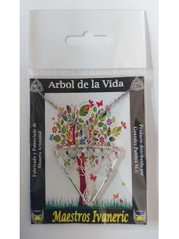 Baum des Lebens Weißem Quarz Mineral Dreieck Anhänger