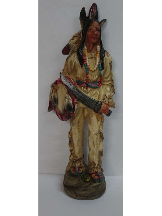Indisches Kunsthandwerkerbild aus Harz, Schwert und Schild. 18,5cm