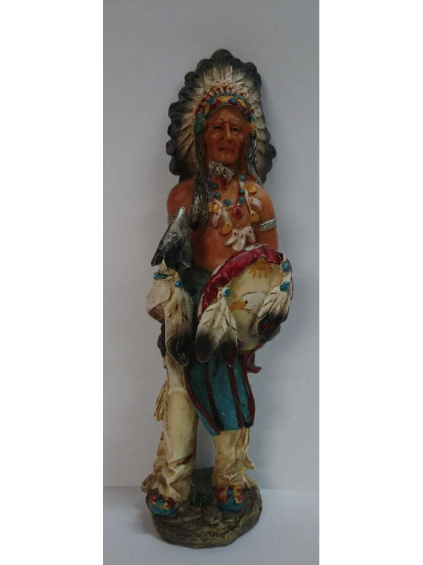 Indianisches Kunsthandwerkerbild aus Harz, Pfeilspitze und Schild. 18,5cm