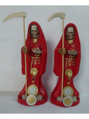 Handgefertigte Harz-Statue des Heiligen Tod Rot. 20 cm