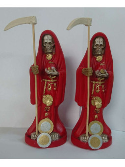 Handgefertigte Harz-Statue des Heiligen Tod Rot. 20 cm