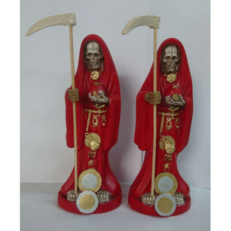 Handgefertigte Harz-Statue des Heiligen Tod Rot. 20 cm