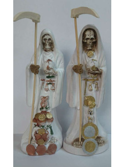 Handgefertigte Harz-Statue des Heiligen Tod Weiß. 20 cm