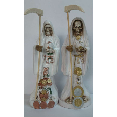 Handgefertigte Harz-Statue des Heiligen Tod Weiß. 20 cm