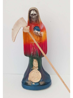 Kunstharzbild von Heiliger Tod 7 Farben (Goldener Kopf) 15x7