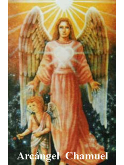 Plastifizierter Druck Erzengel Chamuel, 5x7,5cm.