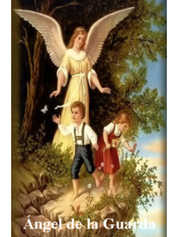 Plastifizierter Druck Schutzengel, 5x7,5cm.