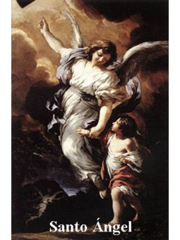 Heiliger Engel Plastifizierter Druck, 5x7,5cm.