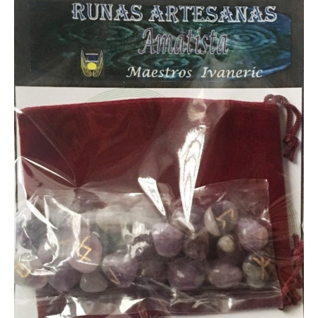 Runen Amethyst mit Runen Aufbewahrungstasche
