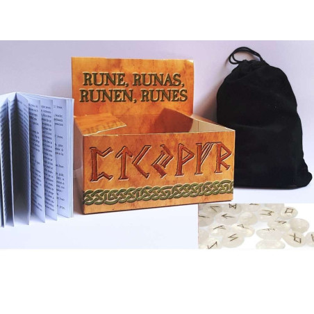Runen Bergkristall, inkl Anleitung, Etui und Tasche