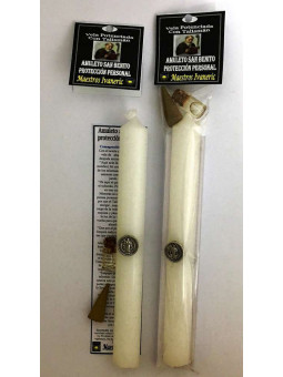 Potenzierte Kerze mit Sankt Benedikt Amulettt, Persönlicher Schutz