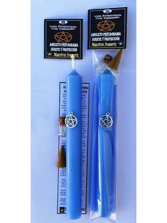 Ermächtigte Kerze mit Pentagramm-Amulettt