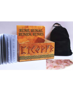 Runen Rosenquarz, inkl Anleitung, Etui und Tasche