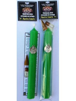 Ermächtigte Kerze mit Amulettt Peticiones de Favores, Jungfrau del Rocio