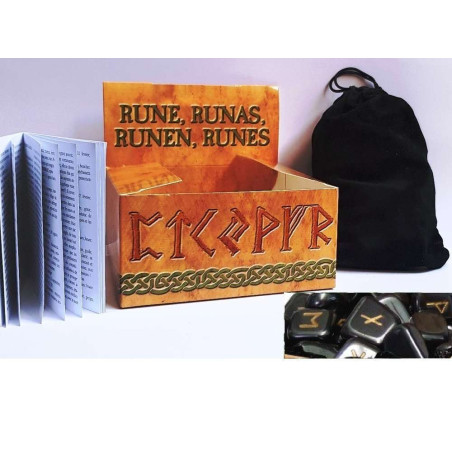 Runen Hämatit, inkl Anleitung, Etui und Tasche