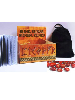 Runen Roter Jaspis, inkl Anleitung, Etui und Tasche