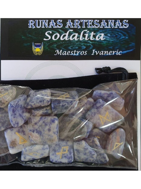 Runen Sodalith mit Runentasche