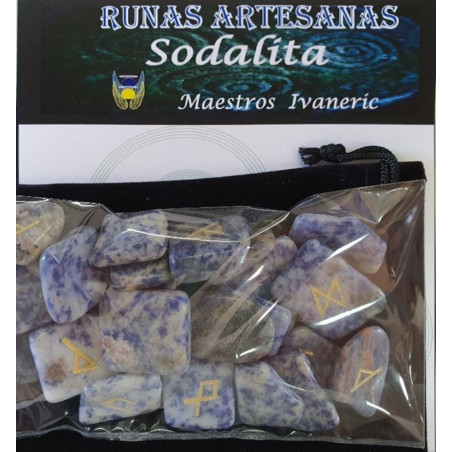 Runen Sodalith mit Runentasche